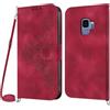 Netany Cover per Samsung Galaxy S9 con Cordino, Flip Portafoglio Magnetica Custodia in Pelle, [2 Porta Carte][Chiusura Magnetica],Custodia Libro Antiurto Cover con Laccio per Samsung S9 (Rosso)