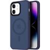 Mixroom - Cover Custodia Bumper Opaco per iPhone 12 Compatibile con MagSafe Accessori Cerchio Magnetico Integrato Retro Semitrasparente Bordo Morbido in TPU Silicone Blu scuro