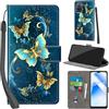 PHINIENLAND Cover per Oppo A55 / A56 5G custodia portafoglio Turquoise | 3 scomparti carte, 1 tasca banconote, Chiusura magnetica, Supporto, Pelle PU flip cover per Oppo A16 4G