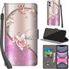 PHINIENLAND Cover per iPhone 11 custodia portafoglio Rosa | 3 scomparti carte, 1 tasca banconote, Chiusura magnetica, Supporto, Pelle PU flip cover per iPhone 11