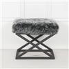 Atelier Del Sofa Elegante pouf con cornice in metallo, 50 x 42 x 40 cm, nero e grigio, 100% poliestere viso | Perfetto per le moderne stanze di vita e gli spazi di Cozy