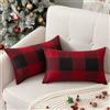 UGS UGASA UGASA - Confezione da 2 federe per cuscino natalizie classiche in lino a quadri, decorazione per divano, letto, vacanze, 30 x 50 cm, rosso nero