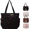 Aikelai Borsa Donna in Velluto a Coste,Fragola Borsa Tote,Borsa Shopper Donna,Borsa Tracolla Donna Grande,Tote Bag con Cerniera,Borsetta Donna per Lavoro,Shopping, Viaggi,uso Quotidiano (Nero)