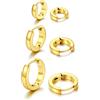 U7 3 Paia Orecchini Cerchio Oro Uomo 7mm+9mm+12mm Set Orecchini Donna Cerchio Acciaio Inossidabile Chirugico Orecchino Anello Larghezza 3mm Placcato Oro 14K Ipoallergenico con Confezione Regalo