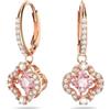 Swarovski Orecchini pendenti Una, Quadrifoglio, Rosa, Placcato color oro rosa