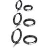 U7 3 Paia Orecchini Donna Neri Acciaio Inossidabile 8mm+10mm+12mm Set Orecchini Cerchio Piccoli Larghezza 2mm Orecchino Uomo Cerchio Placcato Nero Ipoallergenico Regalo per Compleanno Natale