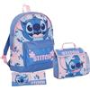 Disney Set da 3 pezzi con zaino Stitch + borsa per il pranzo + astuccio per la scuola per ragazze, Blu, Taglia unica, Set zaino