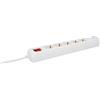 Unitec Ciabatta elettrica con 5 prese e 2 porte USB (2,1 A), con interruttore, 1,4 m, colore: Bianco
