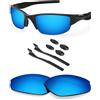 BLAZERBUCK Lenti di ricambio polarizzate in policarbonato e kit calze per Oakley Half Jacket 2.0 OO9144/Half Jacket 2.0 Asian Fit OO9153 - Ice Blue AR Coated