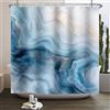 Kzzfqxb 180x200cm Tende da doccia con ganci in plastica, impermeabile occluso blu dorato marmo lattiginoso flusso d'acqua onda moderna arte modello per Vasca, tessuto in poliestere per Bagno