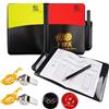 Lytonix 21 Pezzi Cartellini Arbitro Calcio Kit, Set di Carte da Arbitro di Calcio, 4 Cartellini Rossi e Gialli, 2 Fogli Portafogli, 2 Accessori per Matite, per Competizioni, attività Sportive Scolastiche