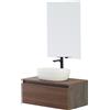 Generico Mobile Bagno Sospeso con Ciotola Appoggiata Dimensione 80 cm Colore Noce