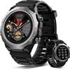 Atheewon Smartwatch Uomo Donna con Effettua o Risposta Chiamate, 1.39" Militare Orologio Smartwatch, Sonno Cardiofrequenzimetro, Nero