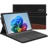 FINTIE Custodia per Microsoft Surface Pro 12 Pollici 1a Edition (2025), [Multi-angli] Portfolio Business Cover con Tasca e Portapenne, Compatibile con Tastiera Type Cover, (Nero/Marrone)