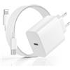 Kndaa Caricatore per iPhone 20W USB C Rapido Caricabatterie con Cavo USB-C Light-ning 2M, PD3.0 Tipo C Adattatore Spina Alimentatore per iPhone 14/14 Plus/14 Pro/14 Pro Max /13/12/11/XS/XR/X/SE, Pad
