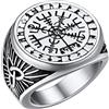 FaithHeart Anello Uomo Vichingo Bussola Vegvisir Mitologia Nordica Rune Vichinghe con Nodo Celtico Taglia IT 14-27 Anello Vichingo Confezione Regalo