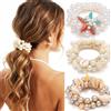 Reaky Fermaglio per capelli con perle, conchiglia, coda di cavallo, fantasia stella marina, accessori decorativi per capelli per donne