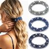 Reaky Elastici per capelli Perle Scrunchies per capelli 3 pezzi Strass Porta coda di cavallo Fasce elastiche per capelli Accessori per capelli per donna (blu, verde, blu scuro)