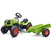 Falk - Trattore a Pedali con rimorchio Claas - da 2 Anni - Made in France - Volante con clacson - 2040A