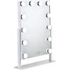 Waneway Hollywood specchio trucco illuminato con lampadine LED dimmerabili e design touch-control, Specchio cosmetico luminoso per il trucco da tavolo con luci LED, bianca