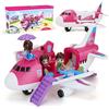 Boderam Pink Airplane Model Toy Transport Cargo Playset Bambini Giocattoli Educativi per Bambini Ragazze, Grande Aereo Aereo Con Beauty Dresser Table, Principessa e Adesivi