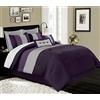 Chezmoi Collection Loft - Set di biancheria da letto a righe, 8 pezzi, per letto matrimoniale, colore: Viola/Grigio/Lavanda