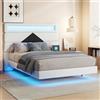 BRILVERDE Letto imbottito 140x190 con USB e LED, Letto platform, letto funzionale con testiera, struttura letto con rete a doghe, Velluto (Diamante, 140 x 190 cm)