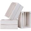 PINEEA cassette legno piccole - cassetta di legno 30x20x15 - Bianco Multifunzionali Decorative - Per Frutta, Verdura, Vino o Libri (3 Pezzi)