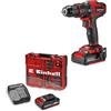 Einhell Set trapano a percussione a batteria TE-CD 18/40 Li-i +64 (1x 2,0 Ah) Power X-Change (18 V, 40 Nm, trapanatura percussione, mandrino 13 mm, 2 velocità, con batteria, caricabatteria + access.)