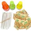 Kit Accessori 50 Plastica - Bicchieri In Plastica, Bustine Zucchero Di Canna, Palettine