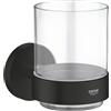 Grohe QuickFix Grohe 411942430 Start bicchiere porta spazzolino con supporto, finitura nero opaco