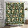 Ansouyi William Morris - Set di tende da doccia con 12 ganci, tende da bagno in tessuto poliestere impermeabile, motivo floreale Art Nouveau verde per casa, bagno, vasche, lavabile, tessuto resistente