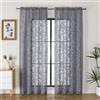 OVZME Tende trasparenti grigie lunghe 213,4 cm, 2 pannelli, per soggiorno, motivo jacquard con clip, motivo a foglie, tessuto filtrante della luce, tende in voile semi velato per camera da letto, ogni