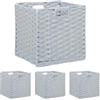 Relaxdays Cesti Intrecciati Portaoggetti in Plastica, Set 4 Scatole da Scaffale, HLP 31x32x30 cm, Organizer Cubo, Grigio, Ferro