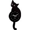 Fisura - Orologio da Parete a Forma di Gatto con Coda. Orologio da Parete Originale. Orologio Silenzioso senzaa ticchettio 46 x 8 Centimetri. Legno e ABS. 1 Batteria AA (Non Inclusa) (Nero)