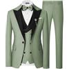 SPTALLFITJSV Smoking da Uomo 3 Pezzi Slim Fit Formale Matrimonio Ballo Cena Un Bottone Completo con Papillon, Verde Salvia., M