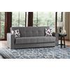Dmora Divano Letto 3 posti Francisco, Divano Contenitore lineare, Sofà da Soggiorno in Tessuto Imbottito con Apertura Click-clack, 226x85h91 cm, Grigio