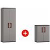 Keter Set 2 armadi Quadra alto e basso grigio