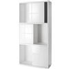 DEODATO Libreria 3 mensole con ante scorrevoli 187,6x90,3x40 cm bianco laccato