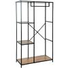 Scaffale a muro 90x40x166,5 cm con 3 ripiani e appendiabiti in metallo nero e marrone