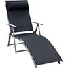 Outsunny Lettino Prendisole Reclinabile, Sedia a Sdraio da Giardino in Metallo, Pieghevole, Relax Terrazzo, 137x63.5x100.5cm - Nero|Aosom