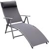 Outsunny lettino prendisole Sedie a Sdraia da Giardino da terrazzo lettino sdraio arredamento giardino Relax Pieghevole Telaio in Metallo Grigio