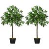 Outsunny Set di 2 Alberi di Alloro in Vaso Artificiali Altezza 90cm per Interni ed Esterni|Aosom