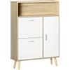 HOMCOM Scarpiera Salvaspazio per 8 Paia di Scarpe con 2 Ante e Armadietto in Legno, 80x25.5x112.5cm, Bianco