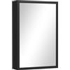 kleankin Specchiera Bagno in Acciaio con Armadietto a 3 Ripiani e Chiusura Ammortizzata, 40x12x60cm, Nero|Aosom