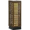 Outsunny Lampada Solare da Giardino con Pannello di Ricarica, in Acciaio e Rattan, 15.5x15.5x46 cm, Nero e Marrone|Aosom