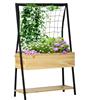 Outsunny Vaso su piedi con scaffale inferiore e trellis in rete per piante e fiori - dim. 80L x 30l x 125H cm
