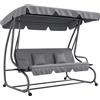 Outsunny Dondolo Letto da Giardino con Tettuccio Regolabile e Vassoi, in Acciaio e Poliestere, 200x120x164 cm, Grigio|Aosom