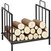 Outsunny Portalegna per Camino 15kg max per Interno ed Esterno con 2 Maniglie, in Metallo, 44.5x33x46.5 cm, Nero
