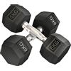 HOMCOM Set di 2 Manubri da 6 kg Esagonali con Presa Antiscivolo e Rivestimento in Gomma, Nero
